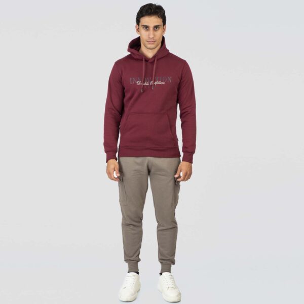 MTOP-1076 WINE Hoodie with Double Pressed Print - Image 5