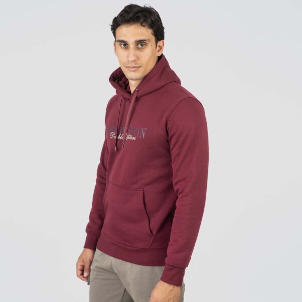 MTOP-1076 WINE Hoodie with Double Pressed Print - Image 4