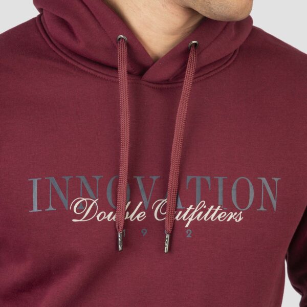 MTOP-1076 WINE Hoodie with Double Pressed Print - Image 2
