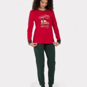 Γυναικεία Βαμβακερή Χριστουγεννιάτικη Πιτζάμα  2023NINA CLUB  RED