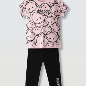 254058 Ebita Σετ κολάν μπλούζα για κορίτσι 6-16y pink-black  άνοιξη-καλοκαίρι