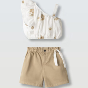 226024 Ebita Σετ με Σορτς Κορίτσι Λευκό-Εκρού 6-16y