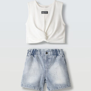 Παιδικό Σετ Σορτς Jean Κορίτσι White-Jean 6-14y Ebita 266027