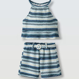 Παιδικό Σετ Σορτς Κορίτσι White-Blue 6-14y Ebita 266042