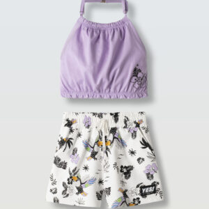 Παιδικό Σετ Σορτς Κορίτσι Purple-White-Black 6-14y Ebita 266073