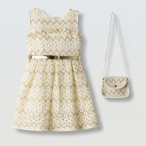Επίσημο Παιδικό Φόρεμα Χρυσοκλωστή για Κορίτσι  Whiskey-Ivory Ebita 266270 2-5y