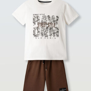 Hashtag 266700 σετ για αγόρι με  βερμούδα cargo White-Cigar 6-16y