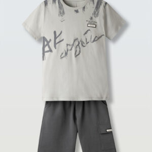 Hashtag 266706  σετ για αγόρι με  βερμούδα  Olive-Gray 6-16y