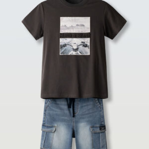 Παιδικό Σετ με Τζιν βερμούδα Gray-Jean για αγόρι 6-16y Hashtag  266737