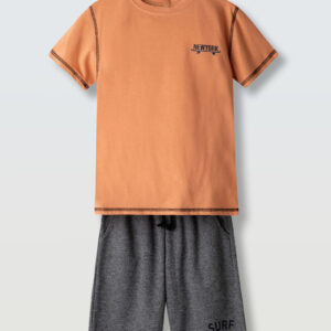 Hashtag 266740  σετ για αγόρι με  βερμούδα Orange-Grey 6-16y