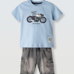 Σετ βερμούδα για αγόρι Blue- Gray Jean  266806 Hashtag 2-6y