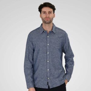 GS-5190.A Shirt Linen with Long Sleeves Blue Melange  55% Linen 45% Cotton