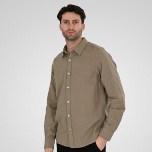 GS-5190 Shirt Linen with Long Sleeves Taupe  55% Linen 45% Cotton