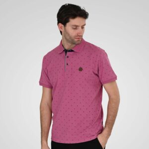 Men's Polo Pique All-Over Print 100% Cotton PS-3081	Double Dusty Rose