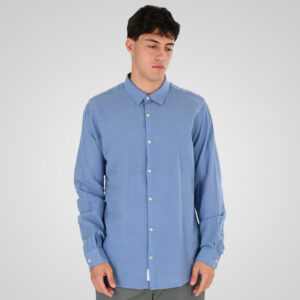 261RGS-5170 Linen shirts with regular collar and long sleeves light blue