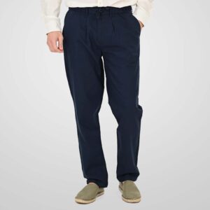 Men's Chinos Pants 261CP-4104 45% Linen 55% cotton Double Navy Wide Comfortable