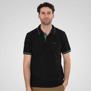PS-3035 Men’s Polo Pique 100% Cotton Double Black wide comfortable