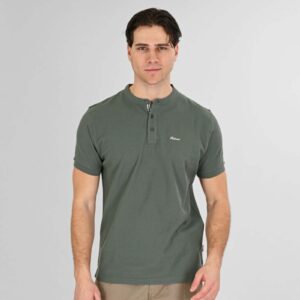 261RPS-3065 Men's Polo Pique Mao Collar Agave Green 100% Cotton Rebase