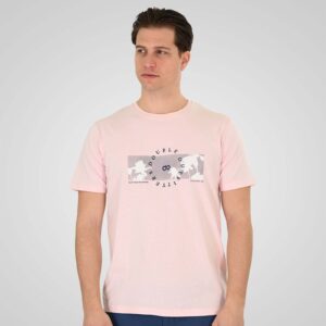 TS-9127	T-Shirt with Double Pressed Print 100% Cotton Double Pink