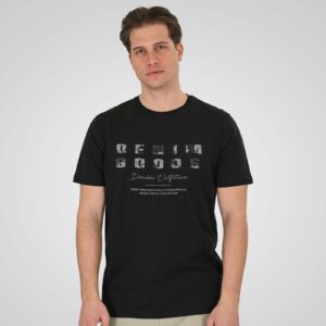 TS-9131	T-Shirt with High Density Print 100% Cotton Double Black