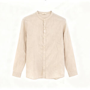261RGS-5172B Men's Linen Shirts with Mao Collar and Long Sleeves Beige 55% Linen 45% Cotton Rebase