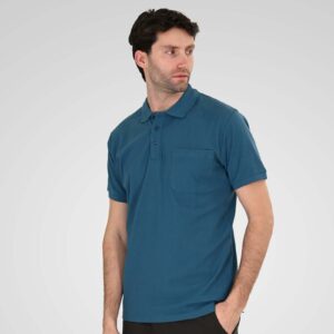 Polo Pique 100% Cotton PS-3031 Double Steel Blue Με Τσέπη