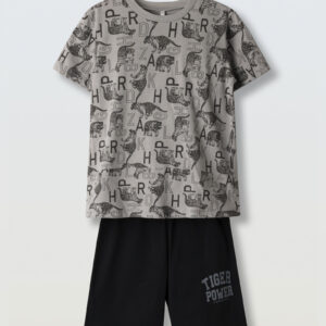 Βαμβακερές πιτζάμες για αγόρι 6-14y Hashtag Gray-Black H-641