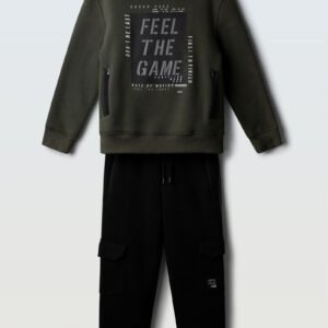 Παιδική Σετ Φόρμα Φούτερ για αγόρια 6-16y Hashtag 267702 Khaki-Black