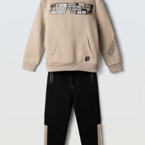 Παιδική Σετ Φόρμα Φούτερ για αγόρι 6-16y Hashtag 267707 Beige-Black