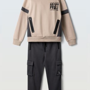 Παιδική Φόρμα Φούτερ για Αγόρι Beige-Grey Hashtag 6-16y 267711
