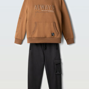 Παιδική φόρμα φούτερ για αγόρι  Hashtag 267712 Camel-Black 6-16y