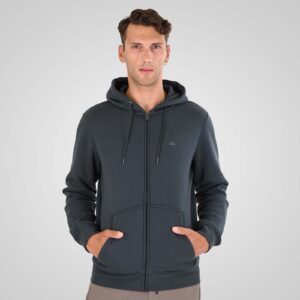 Full-Zip Hoodie with Two Colored Layer High Density Print (Brushed Fleece) Anthracite MTOP-1142 Double