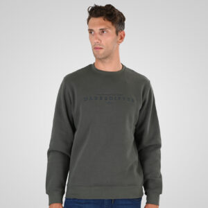 Ανδρική φούτερ μπλούζα Crewneck Top with 3D and Dense Embroidery  MTOP-1151 Double Khaki