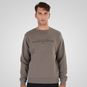 Ανδρική φούτερ μπλούζα Crewneck Top with 3D and Dense Embroidery  MTOP-1151 Double Taupe