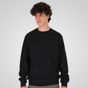 Ανδρική Μπλούζα Φούτερ Χωρίς Χνούδι Crewneck in Special Fabric (Waffle) MTOP-1155 Black Double