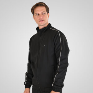 Ανδρική Αθλητική Ζακέτα   Full-Zip Top with Collar, High Density Print and Stripes MTOP-1156 Double Black