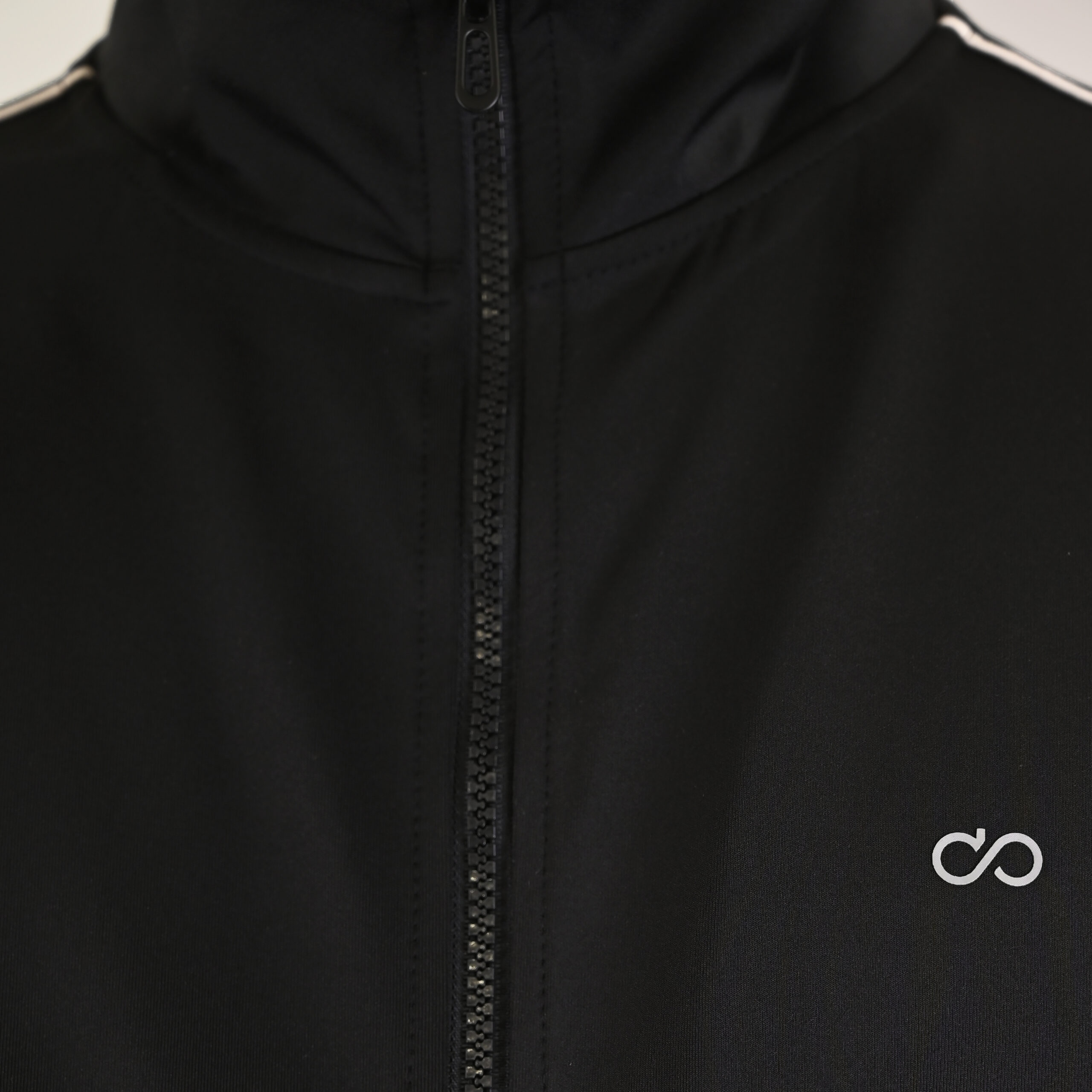 Ανδρική Αθλητική Ζακέτα Full-Zip Top with Collar, High Density Print and Stripes MTOP-1156 Double Black - Image 2