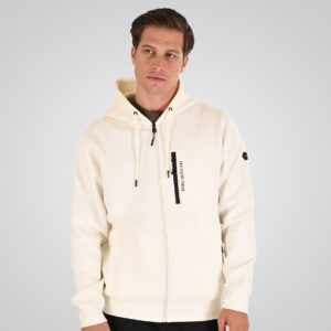 Αθλητική Ανδρική Ζακέτα Full-Zip Hoodie with Chest Pocket and Thin High Density Print (Interlock) MTOP-1160 Double Polar White