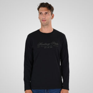 Ανδρική μπλούζα T-Shirts Longsleeve with Dense Embroidery and Thin High Density Print   TS-9171 Black Double